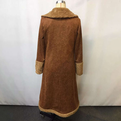 Vintage Style Faux Fur Trim Long Coat - Western Boho Duster