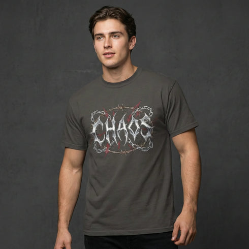"CHAOS" Chrome Graphic Heavyweight Tee