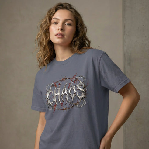 "CHAOS" Chrome Graphic Heavyweight Tee