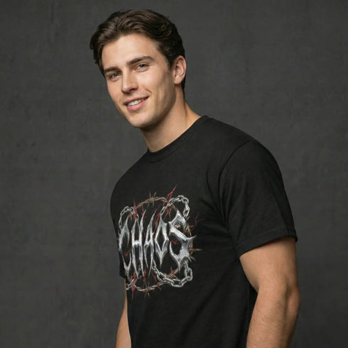 "CHAOS" Chrome Graphic Heavyweight Tee