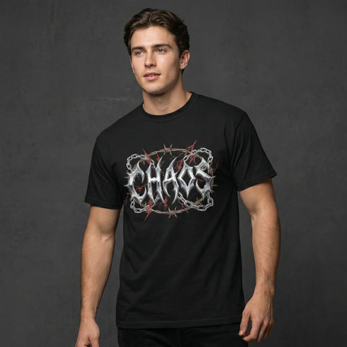 "CHAOS" Chrome Graphic Heavyweight Tee