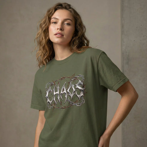 "CHAOS" Chrome Graphic Heavyweight Tee