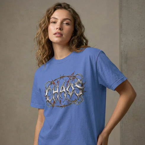 "CHAOS" Chrome Graphic Heavyweight Tee