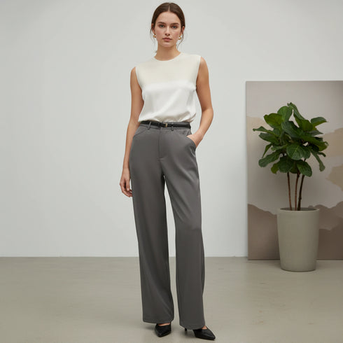Classic Tailored High Waist Wide Leg Trousers