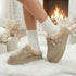 Fuzzy Trim Buckle Platform Slippers