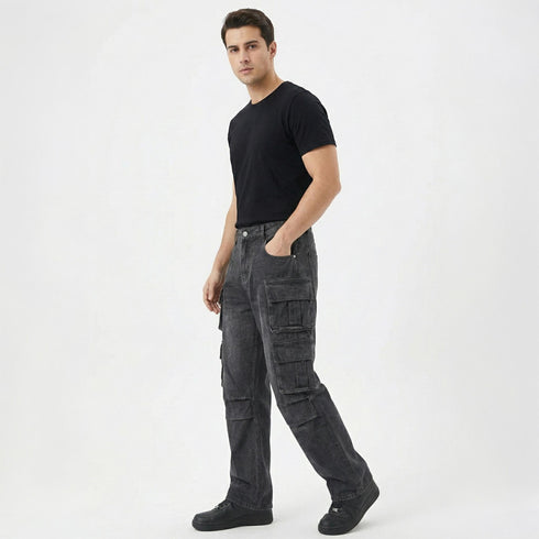 Baggy Cargo Denim Jeans - Utility Streetwear Fit