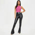 High Waist Faux Leather Split Hem Pants