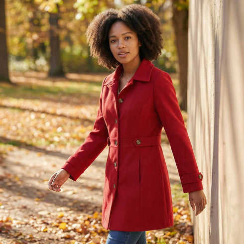 Classic Button-Up Mid-Length Coat - Lightweight Trench Style