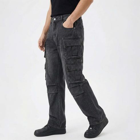 Baggy Cargo Denim Jeans - Utility Streetwear Fit