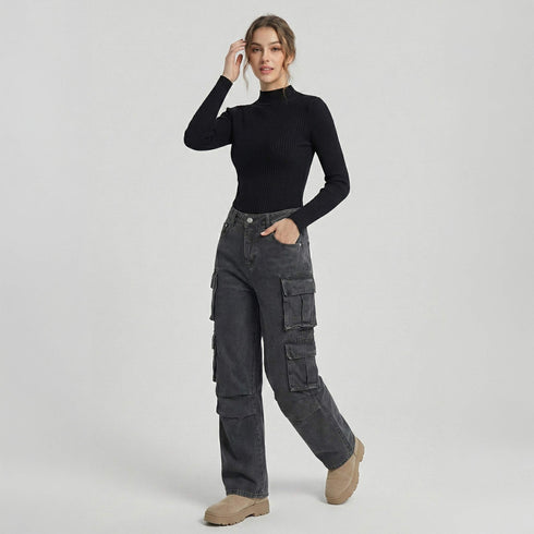 Baggy Cargo Denim Jeans - Utility Streetwear Fit