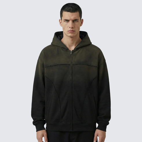 Vintage Wash Oversized Zip-Up Hoodie