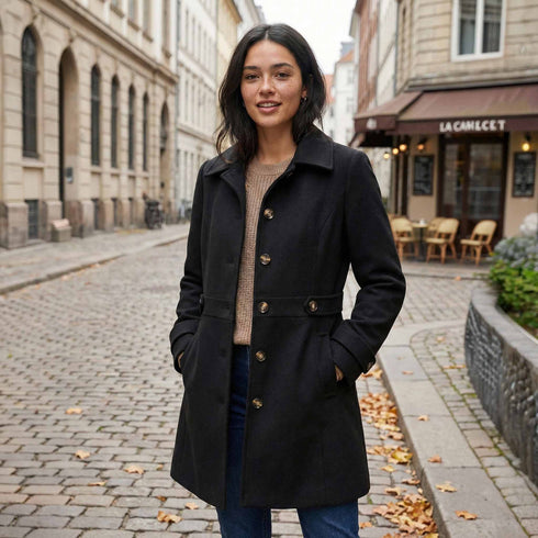 Classic Button-Up Mid-Length Coat - Lightweight Trench Style