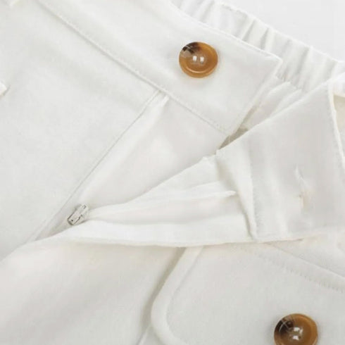 High Waist Wide Leg Trousers with Gold Button Details