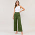High Waist Wide Leg Trousers with Gold Button Details