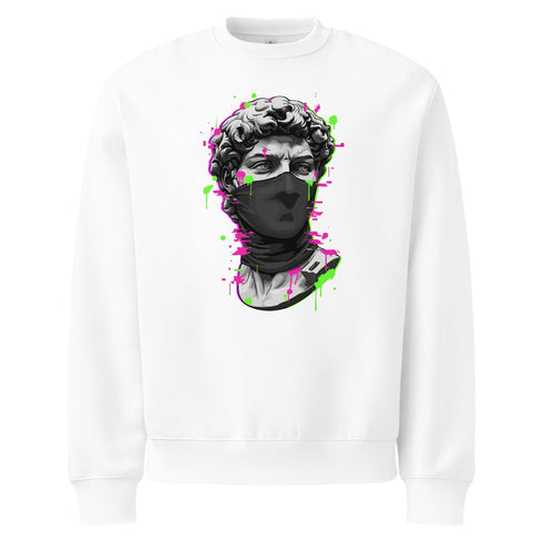 Cyber-Statue Glitch Graphic Heavyweight Sweatshirt