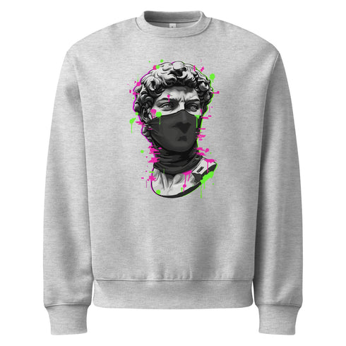 Cyber-Statue Glitch Graphic Heavyweight Sweatshirt