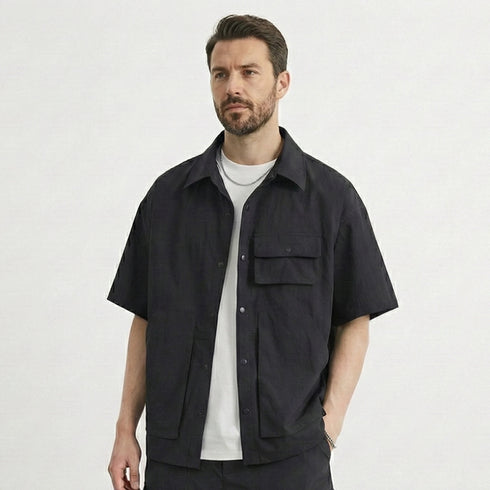 Men's Utility Cargo Two-Piece Set - Shirt & Shorts Co-ord