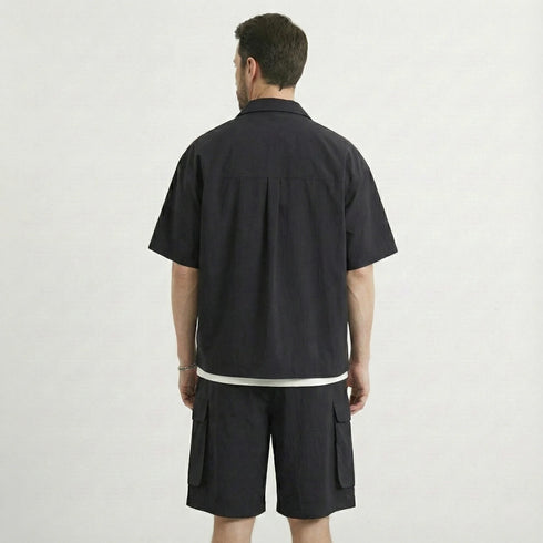 Men's Utility Cargo Two-Piece Set - Shirt & Shorts Co-ord