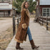 Vintage Style Faux Fur Trim Long Coat - Western Boho Duster