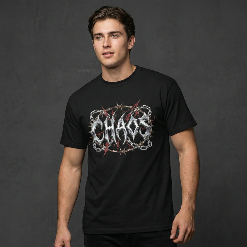 "CHAOS" Chrome Graphic Heavyweight Tee