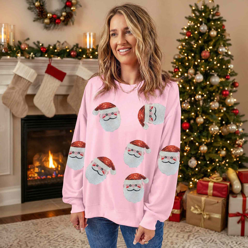 Sequin Santa Patch Holiday Sweatshirt