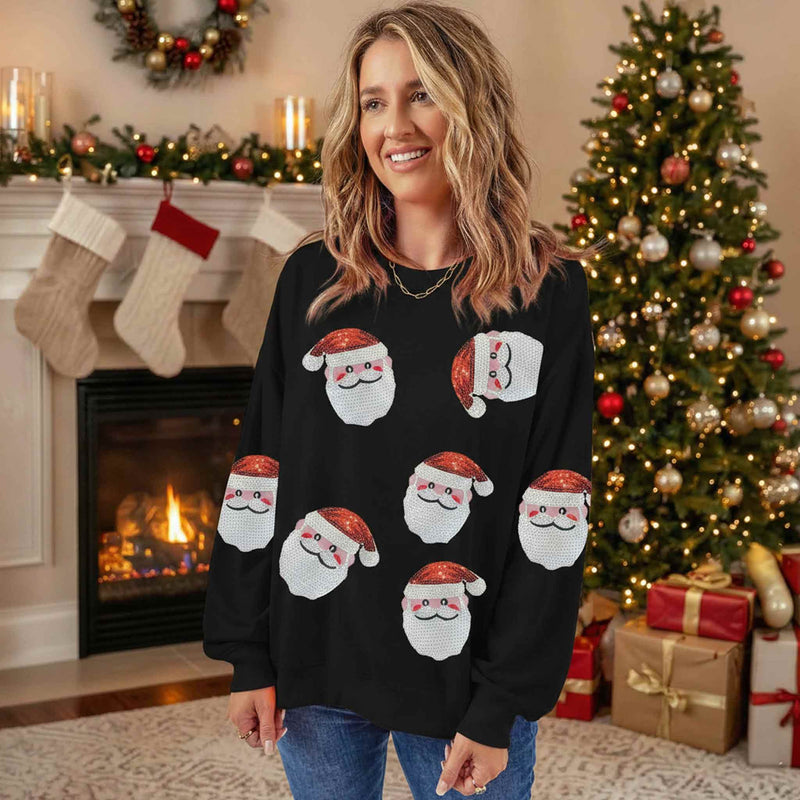 Sequin Santa Patch Holiday Sweatshirt