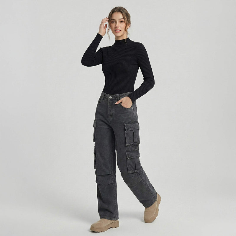 Baggy Cargo Denim Jeans - Utility Streetwear Fit