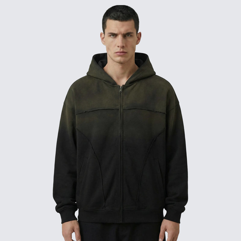 Vintage Wash Oversized Zip-Up Hoodie