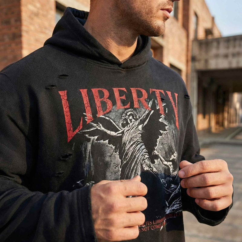 Liberty Graphic Distressed Oversized Hoodie