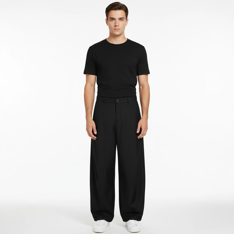 Men's Structural Curved-Leg Balloon Pants - Avant-Garde Fit