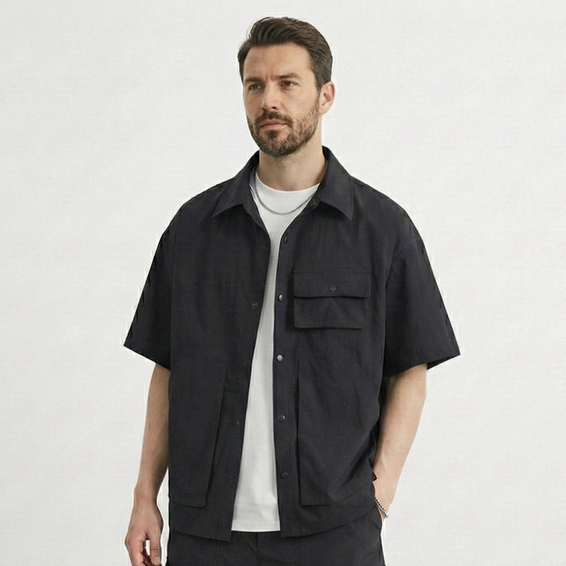 Men's Utility Cargo Two-Piece Set - Shirt & Shorts Co-ord