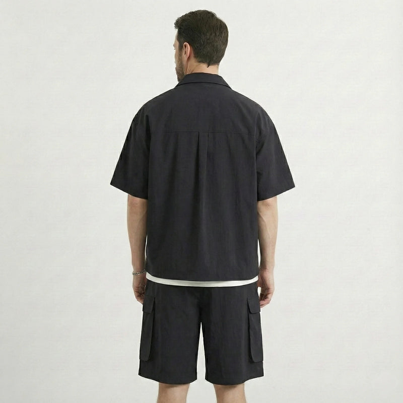Men's Utility Cargo Two-Piece Set - Shirt & Shorts Co-ord