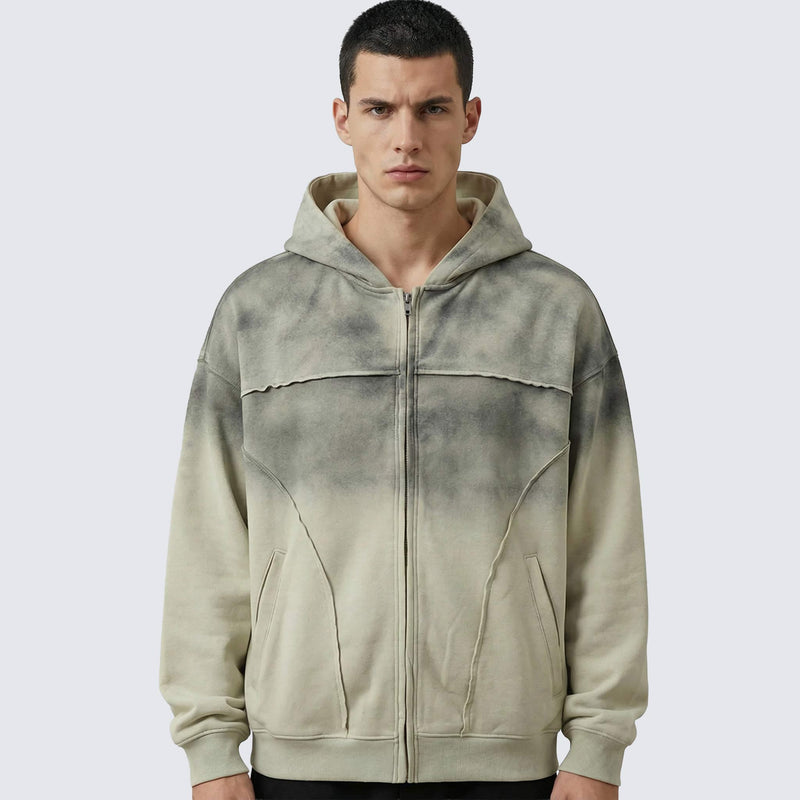 Vintage Wash Oversized Zip-Up Hoodie