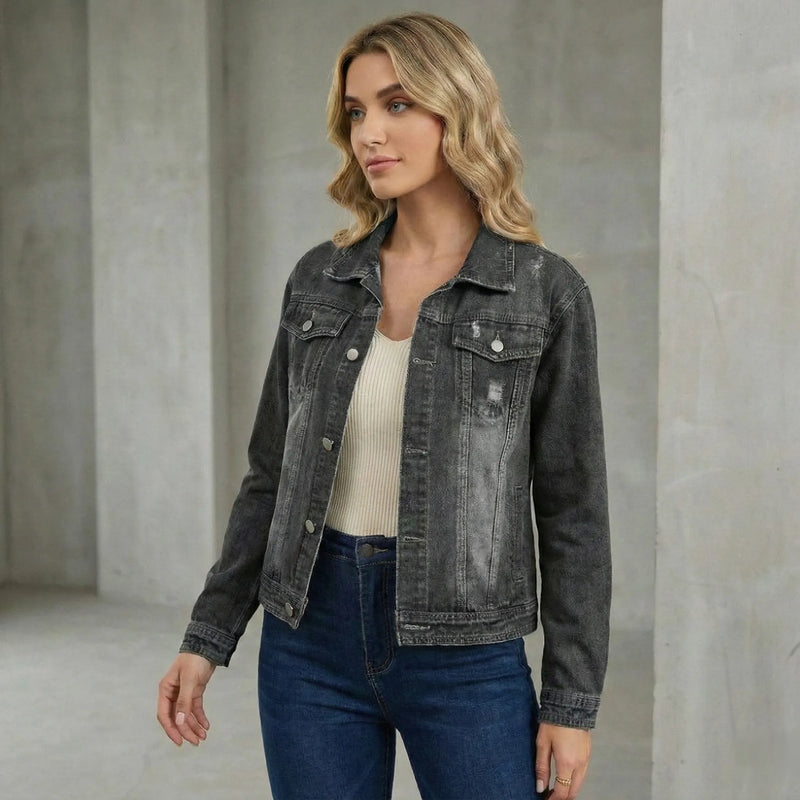 Vintage Wash Soft Denim Style Jacket - Lightweight Layer