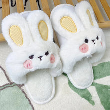 Removable Cotton Plush Bunny Slippers for Winter