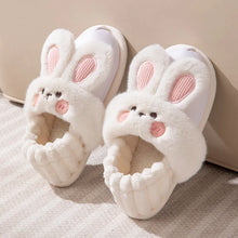 Removable Cotton Plush Bunny Slippers for Winter